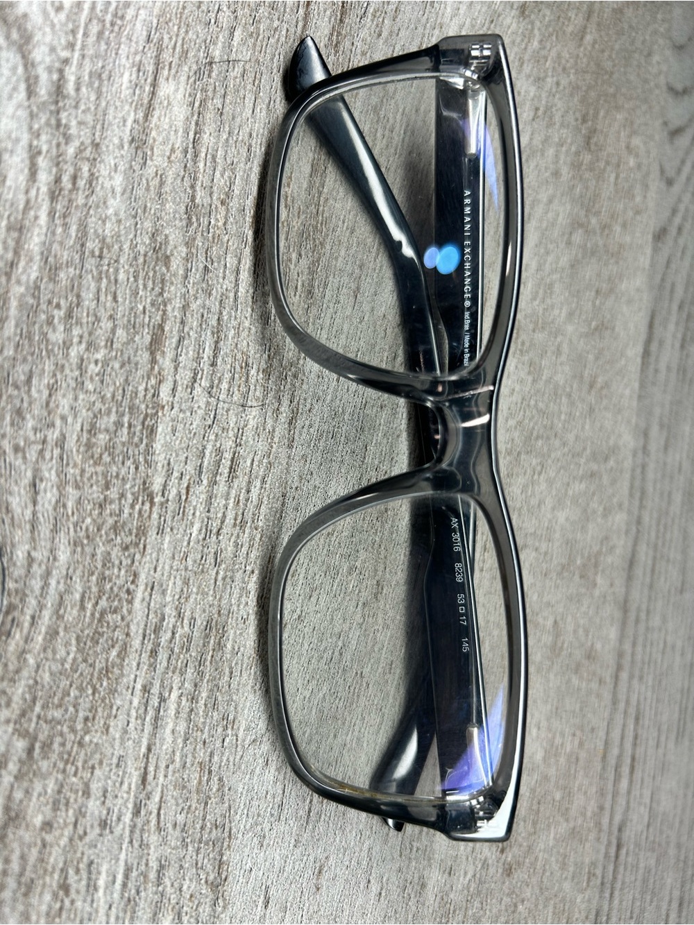 Armani Exchange Men’s Transparent Gray Square Eyeglass Frames